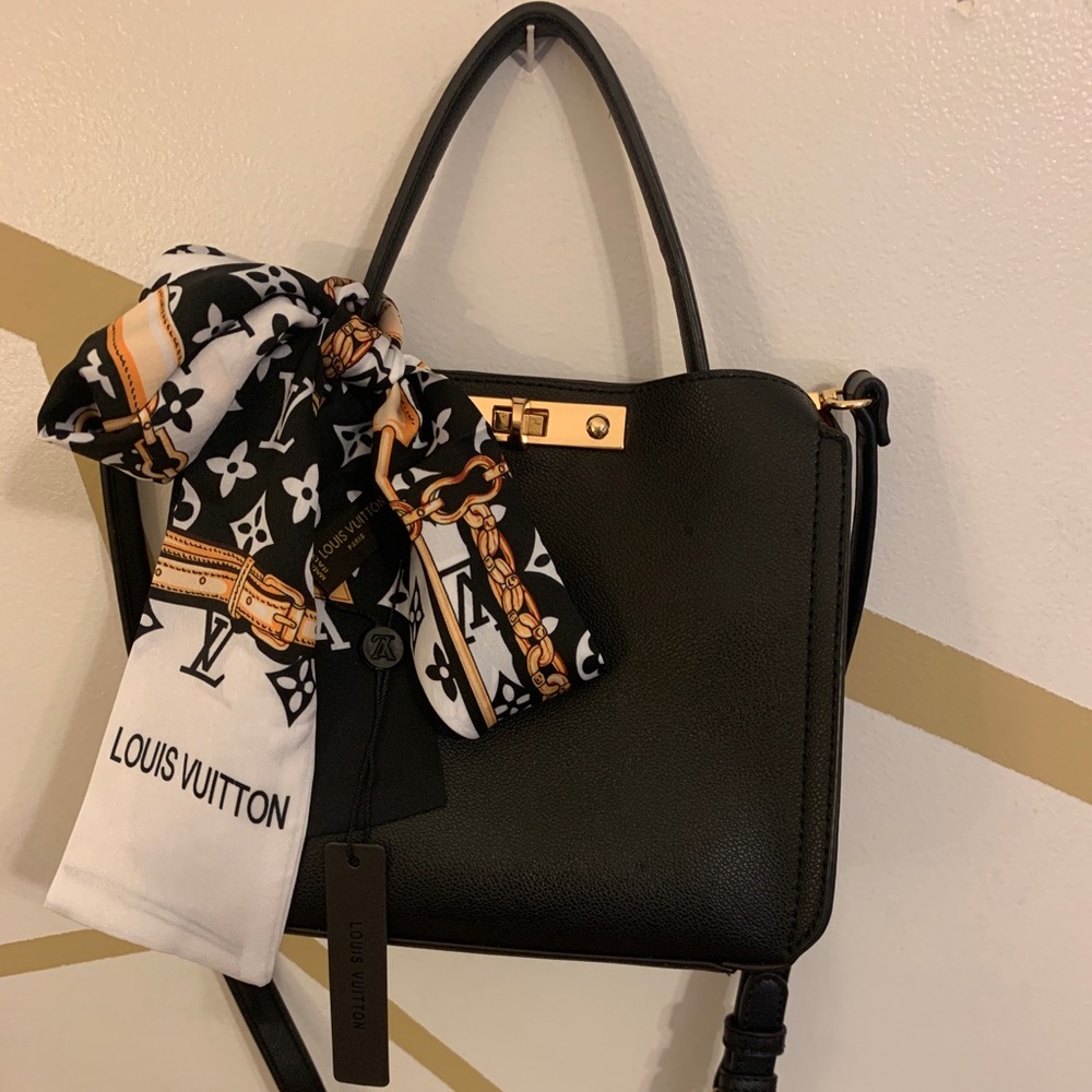 Black Shoulder Bag by Like Dreams LV Scarf Accent